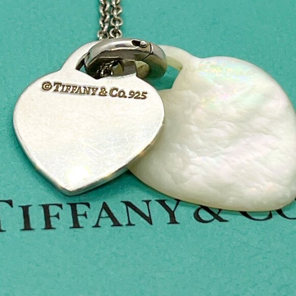 Tiffany & Co. Silver Double Return To Heart Mother of Pearl Pendant Necklace - Picture 4 of 11